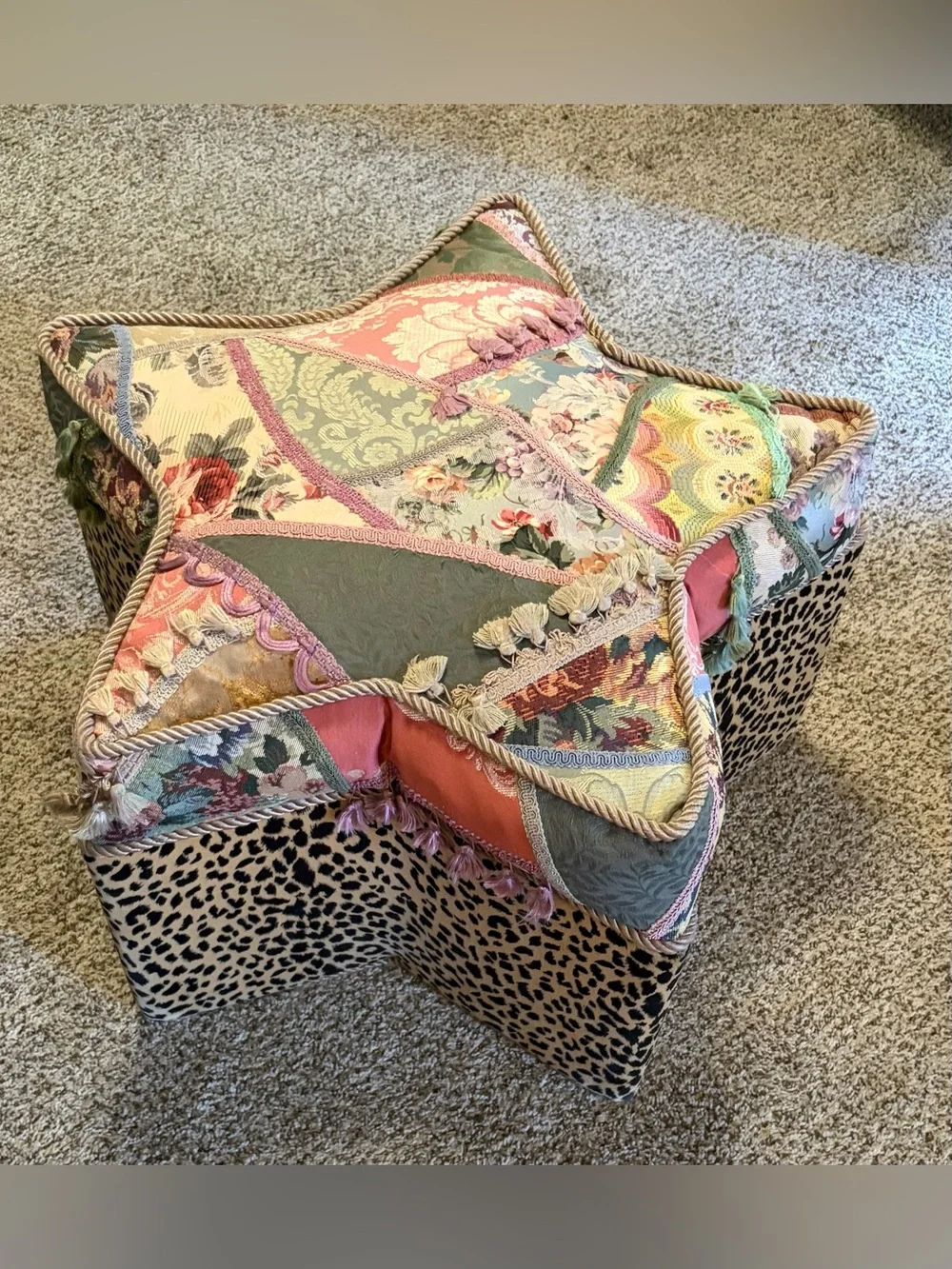 Eclectic Designer Handcrafted Star Stool/Ottoman By J. Wilde